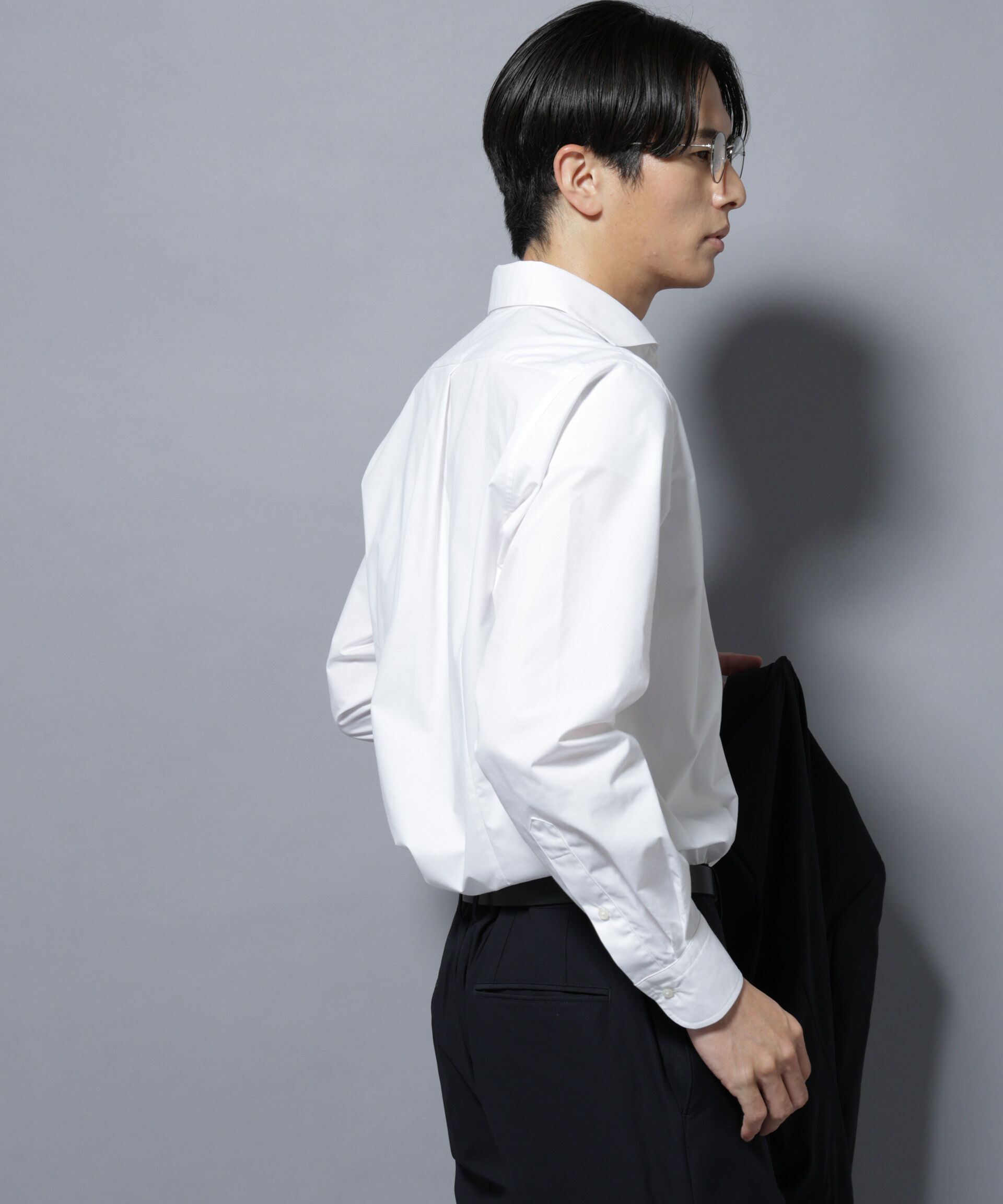 NANO universe「「N shirt」Anti Soaked(R)汗染み防止ホリゾンタルカラーシャツ長袖」|シャツ・ブラウス|