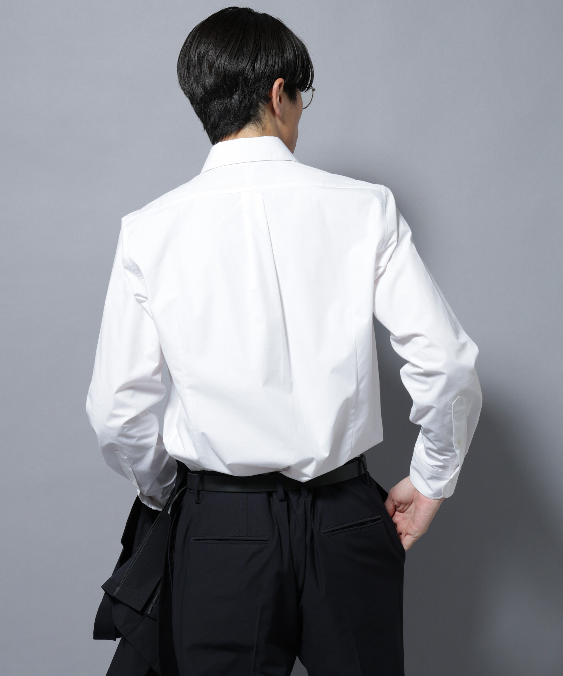 NANO universe「「N shirt」Anti Soaked(R)汗染み防止ホリゾンタルカラーシャツ長袖」|シャツ・ブラウス|