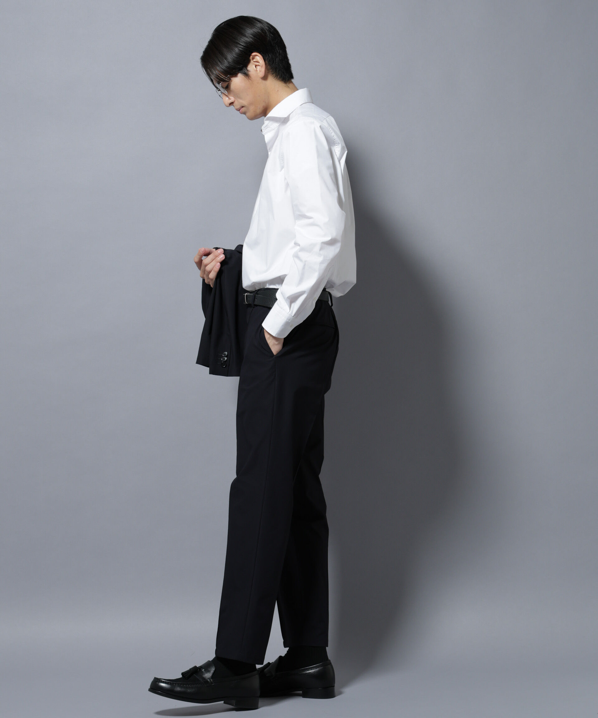 NANO universe「「N shirt」Anti Soaked(R)汗染み防止ホリゾンタルカラーシャツ長袖」|シャツ・ブラウス|