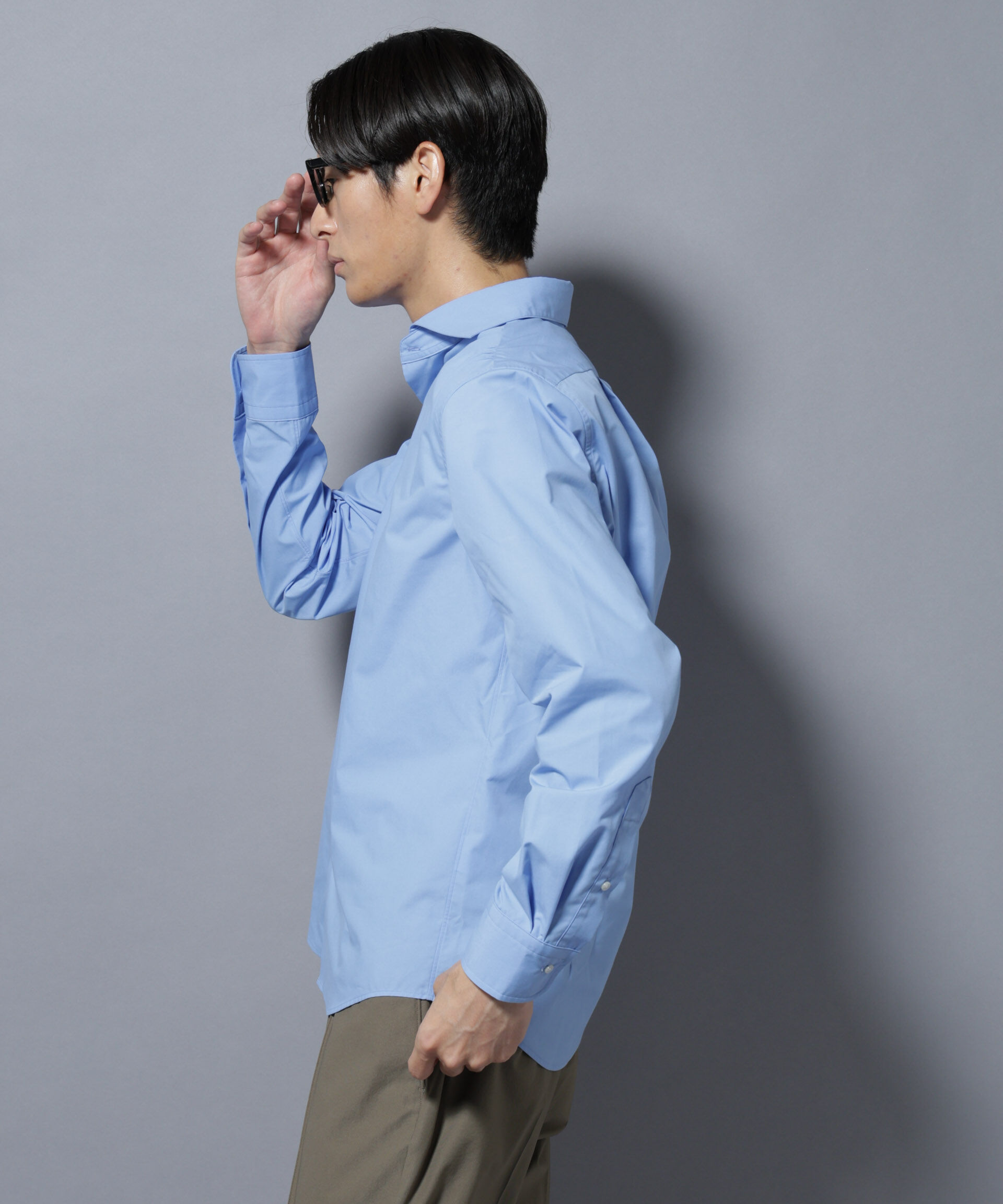 NANO universe「「N shirt」Anti Soaked(R)汗染み防止ホリゾンタルカラーシャツ長袖」|シャツ・ブラウス|