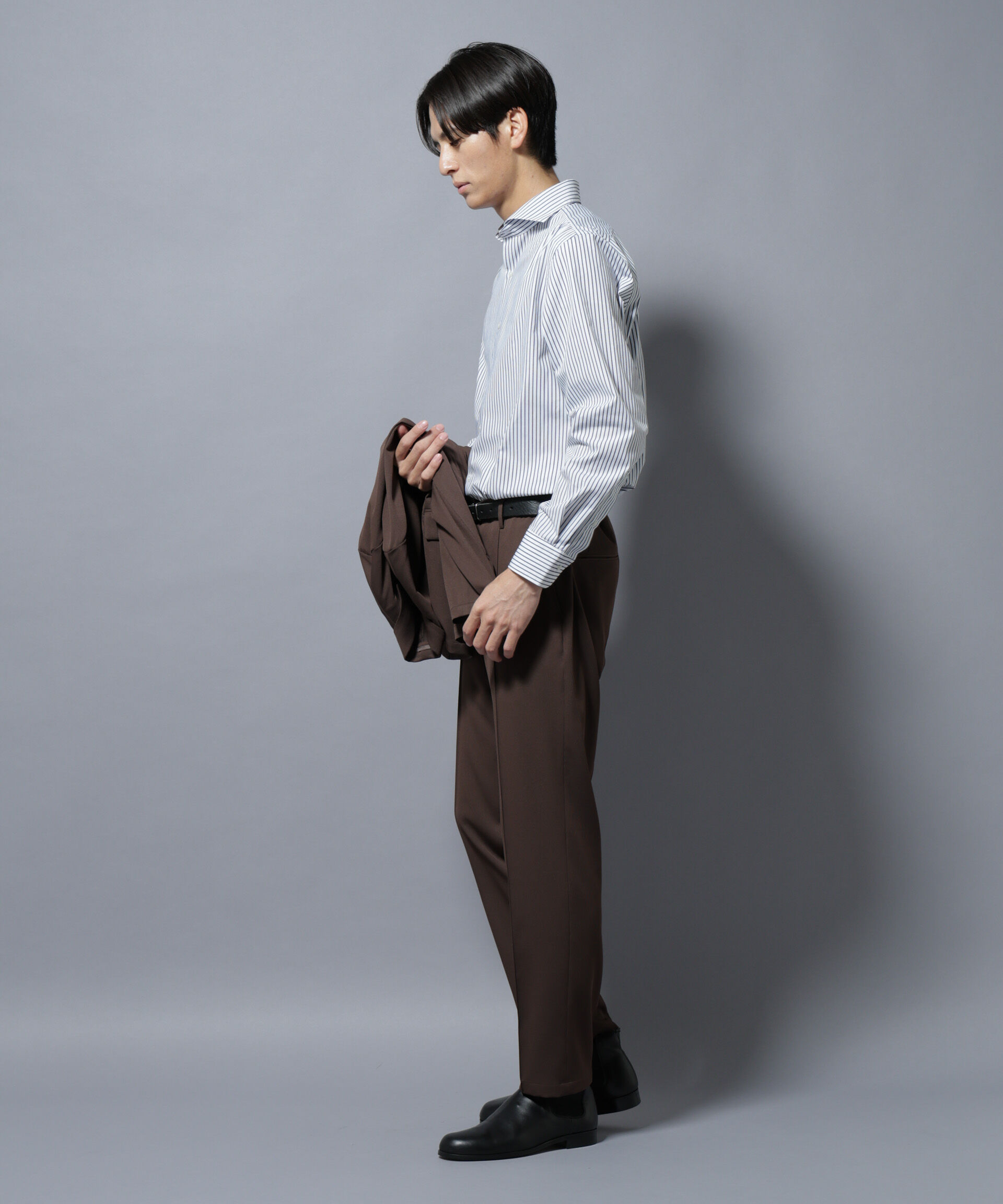 NANO universe「「N shirt」Anti Soaked(R)汗染み防止ホリゾンタルカラーシャツ長袖」|シャツ・ブラウス|