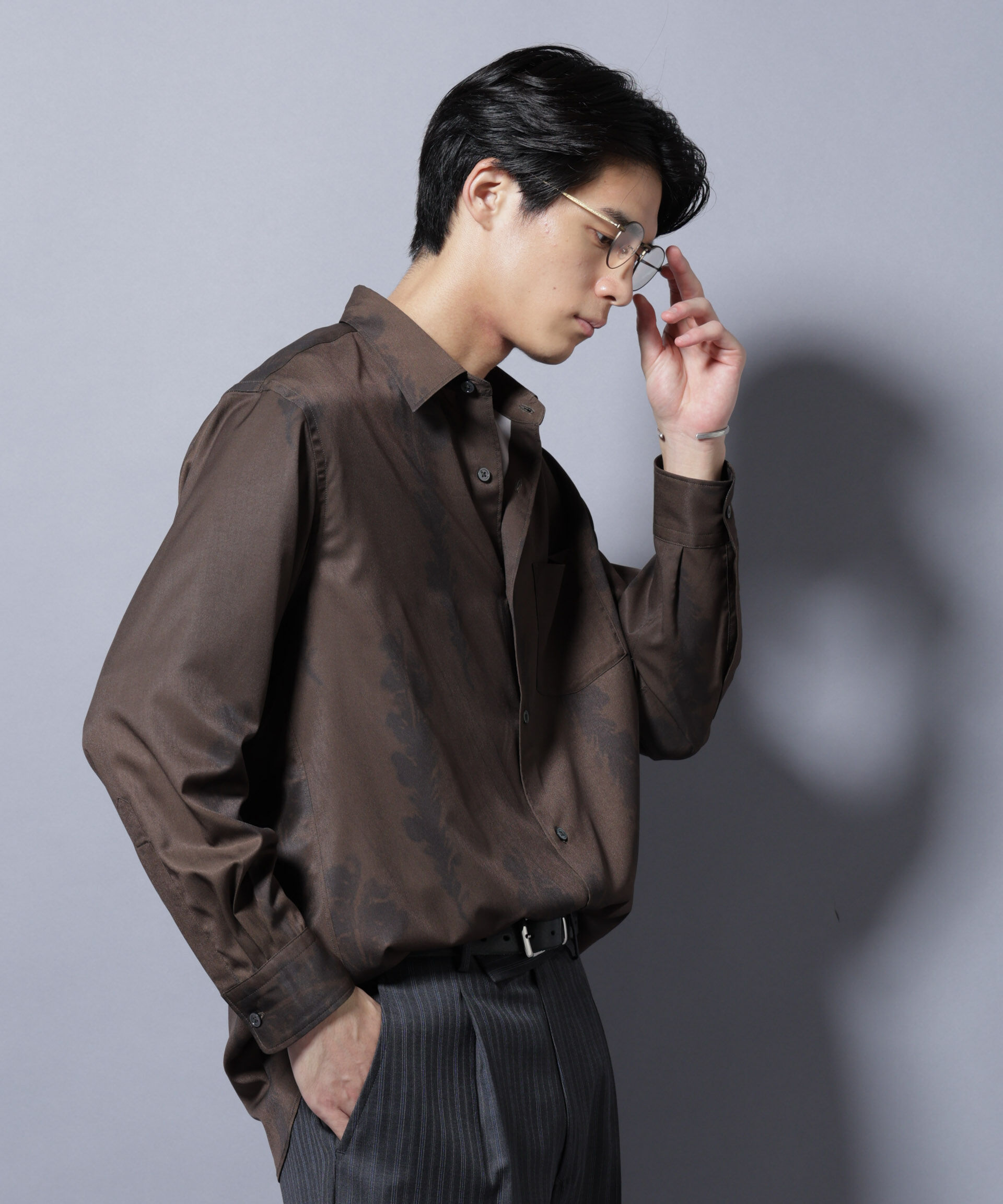 NANO universe「「EDITORIAL PRINT」シルキータッチシャツ」|シャツ・ブラウス|