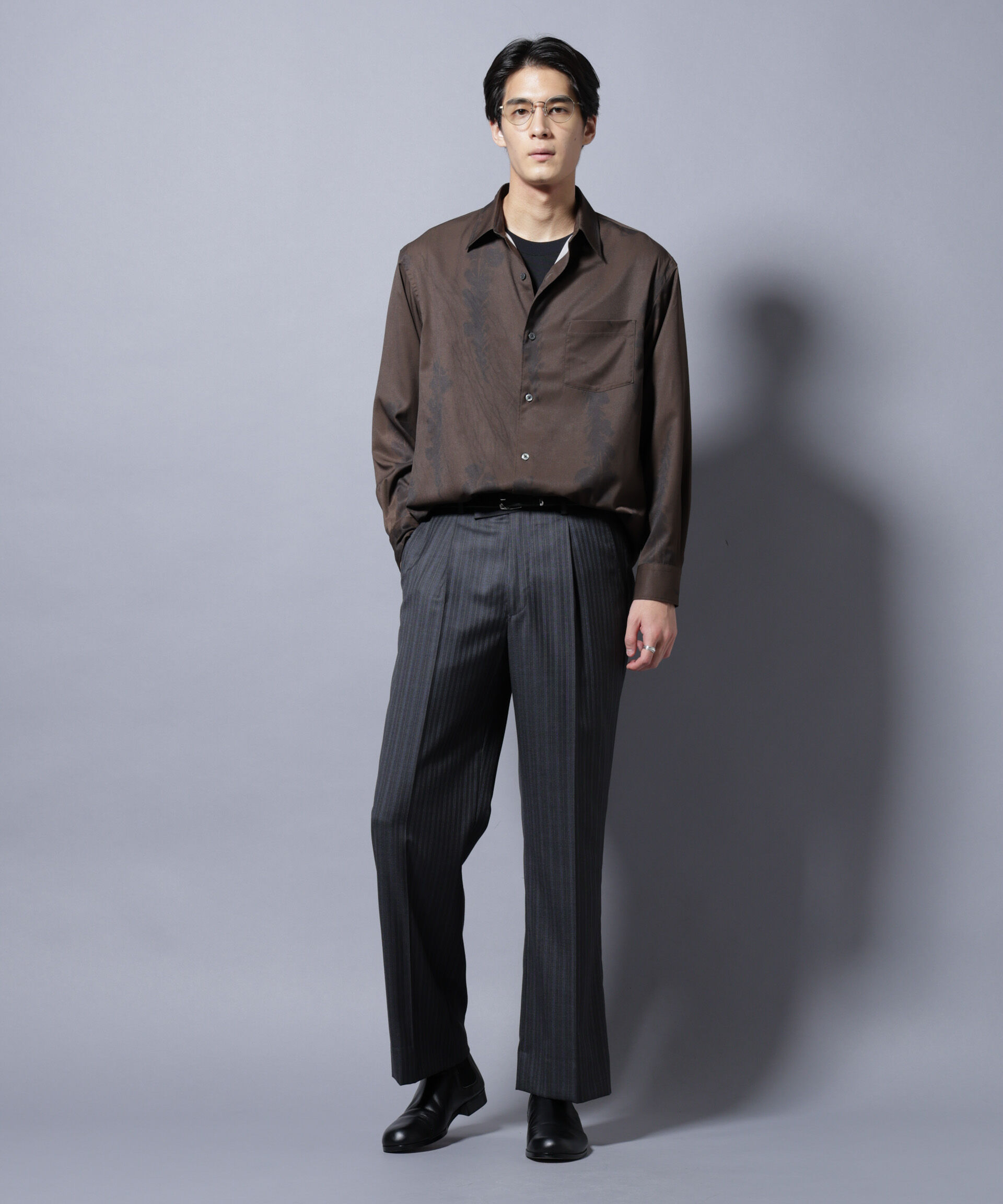 NANO universe「「EDITORIAL PRINT」シルキータッチシャツ」|シャツ・ブラウス|