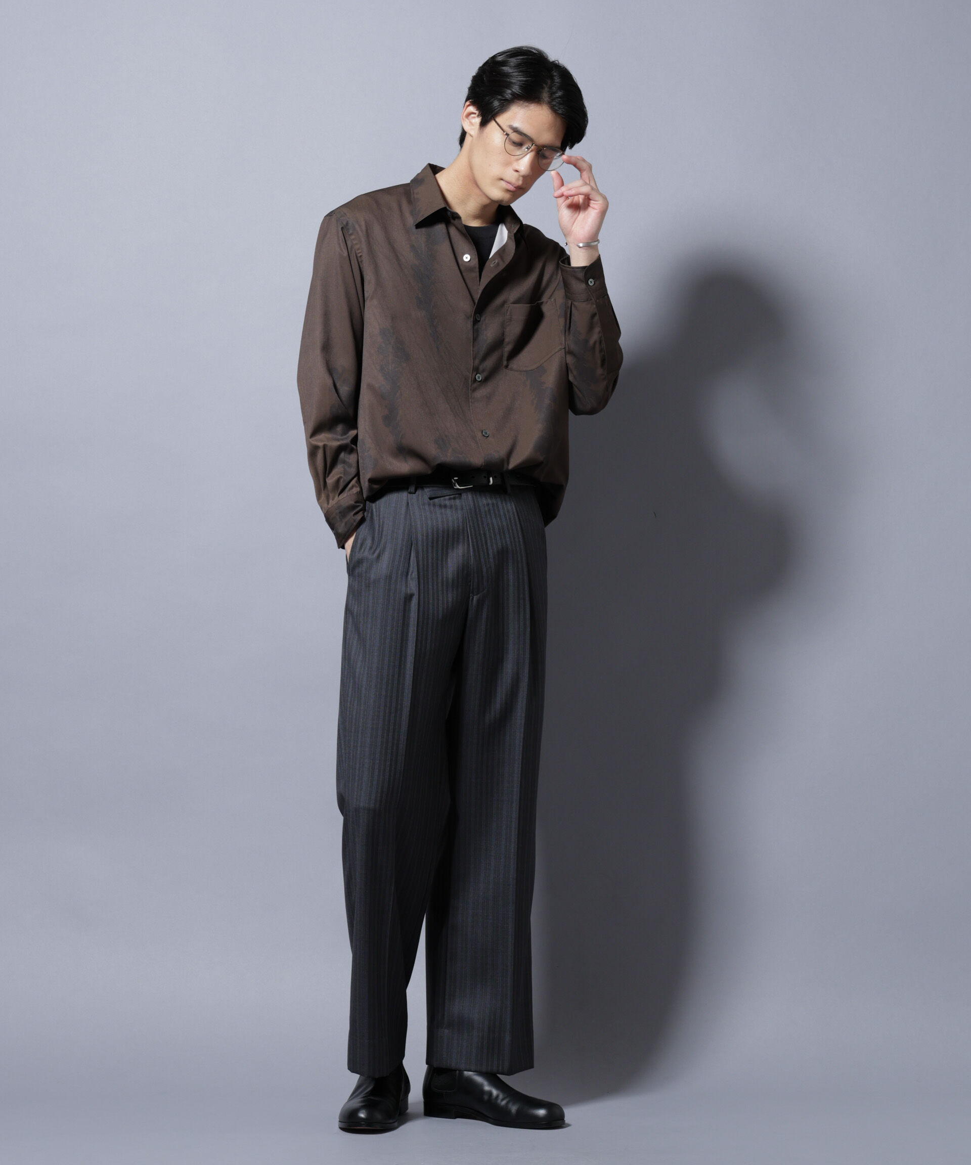 NANO universe「「EDITORIAL PRINT」シルキータッチシャツ」|シャツ・ブラウス|