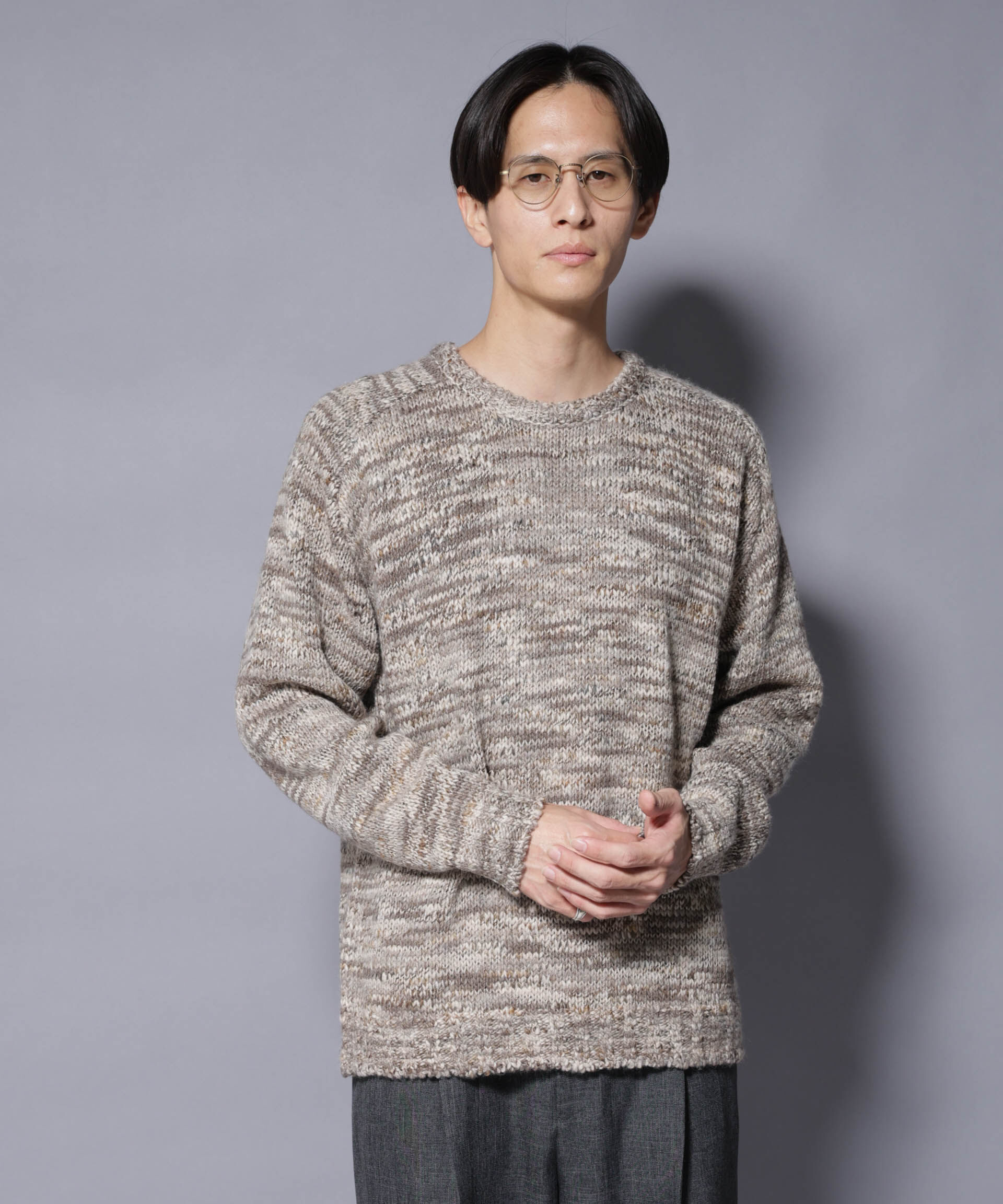 nano･universe「｢COFIL｣ PAVONE HOLIDAY メランジクルーネックニット」|ニット・セーター|
