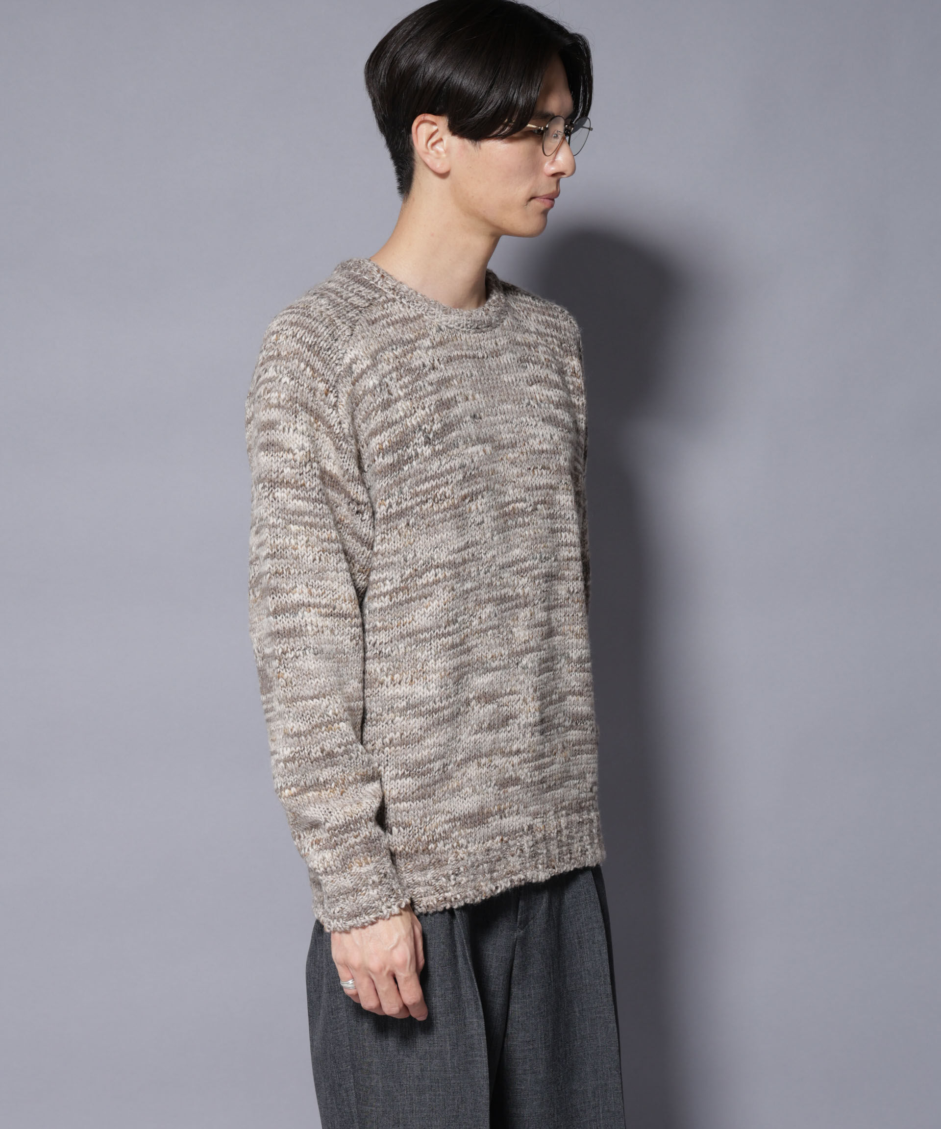 nano･universe「｢COFIL｣ PAVONE HOLIDAY メランジクルーネックニット」|ニット・セーター|