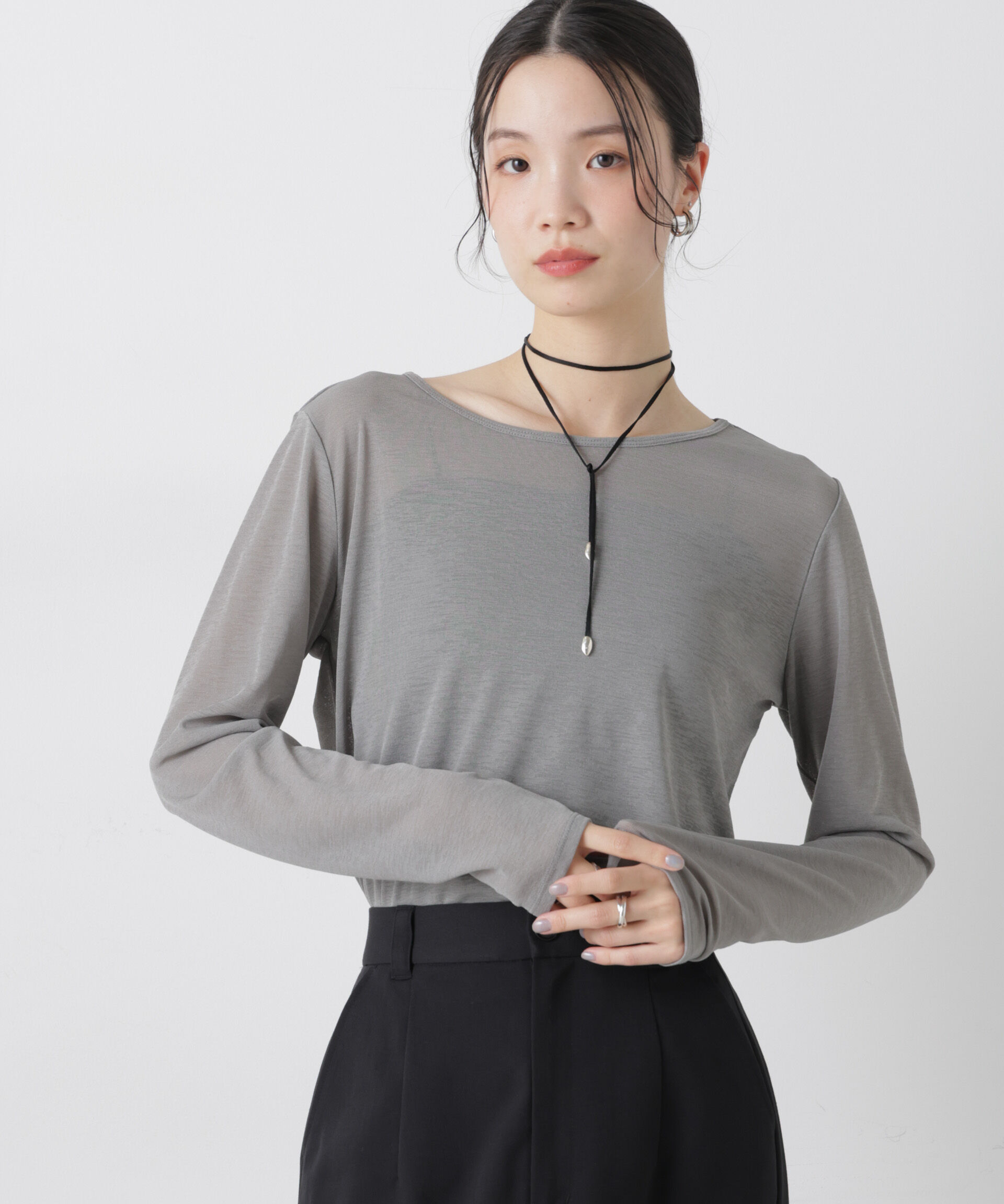 nano･universe「スラブシアーロングスリーブTシャツ」|Tシャツ・カットソー|グレー