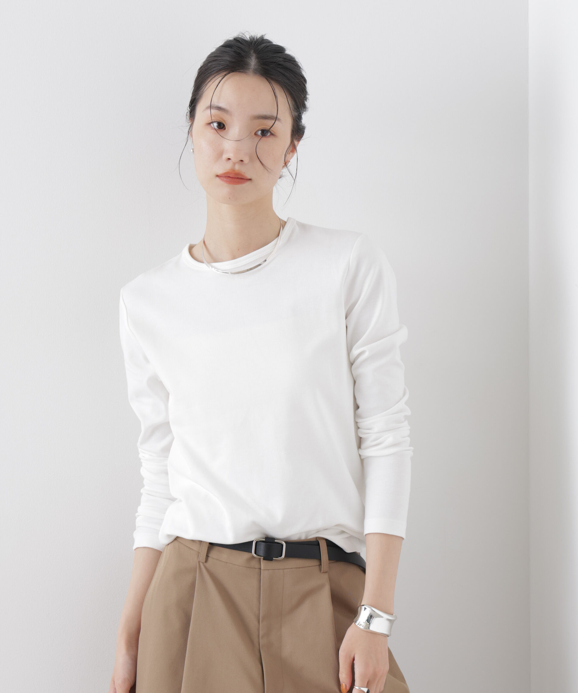 nano･universe「Repur加工 スムースシルケットロングスリーブトップス」|Tシャツ・カットソー|