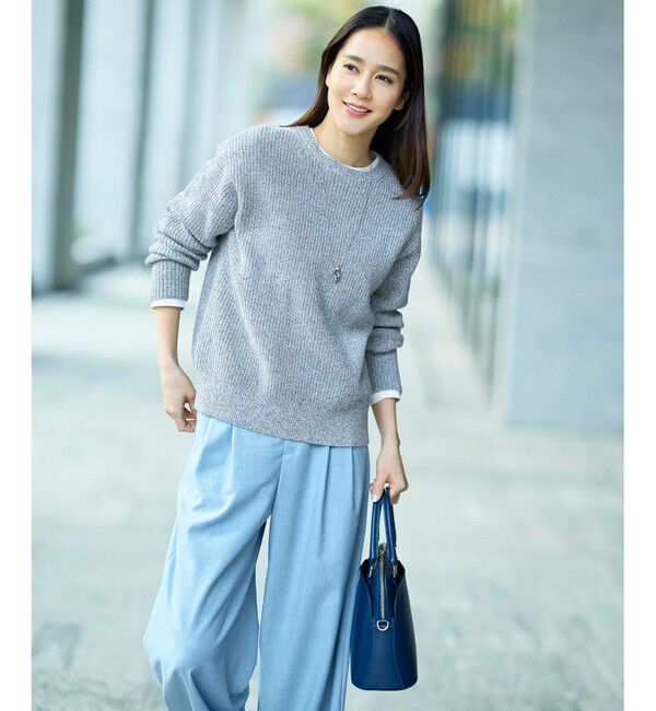 自由区「【セットアップ対応・楽チンキレイ見え】ソフトリネンダンガリーワイド パンツ」|その他|