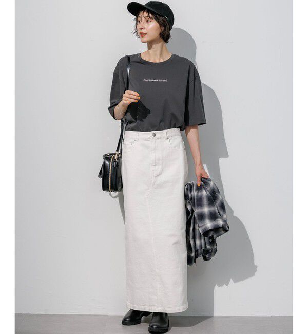 23区「ドロップショルダー メッセージ ロゴTシャツ」|Tシャツ・カットソー|
