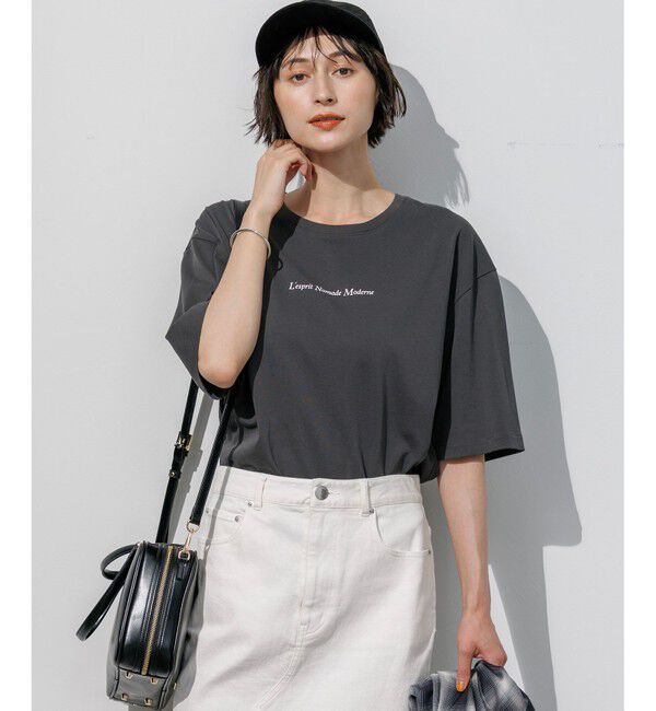 23区「ドロップショルダー メッセージ ロゴTシャツ」|Tシャツ・カットソー|グレー系
