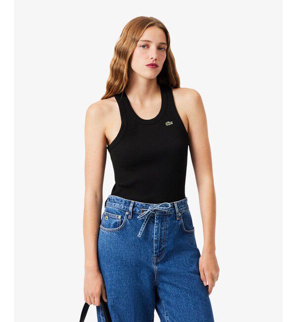 LACOSTE「ワンポイントロゴ エッセンシャルリブニットタンクトップ」|タンクトップ|