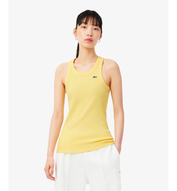 LACOSTE「ワンポイントロゴ エッセンシャルリブニットタンクトップ」|タンクトップ|