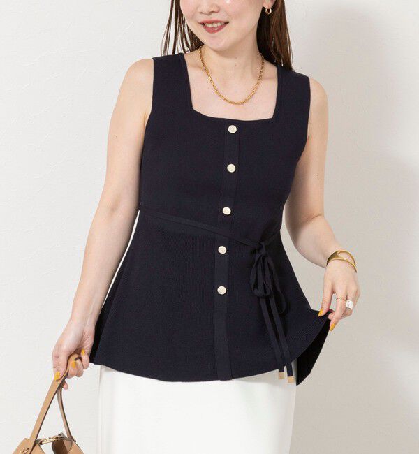 NOLLEY'S sophi「《手洗い可能》【TORRAZZO DONNA/トラッゾドンナ】2way Square Neck Knit ブラウス」|ニット・セーター|ネイビー