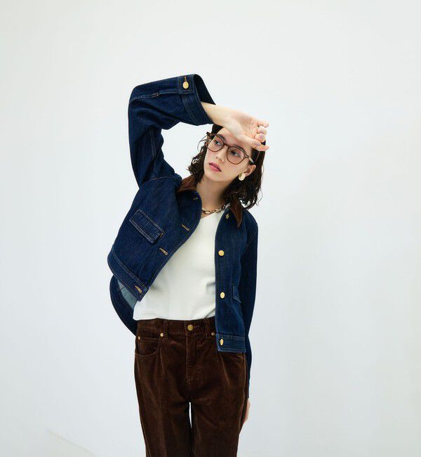Rie Miller「【RM denim】コーデュロイ襟2WAYフレアショート丈Gジャン」|デニムジャケット|