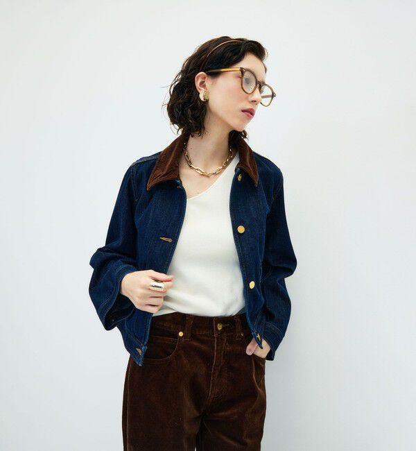 Rie Miller「【RM denim】コーデュロイ襟2WAYフレアショート丈Gジャン」|デニムジャケット|