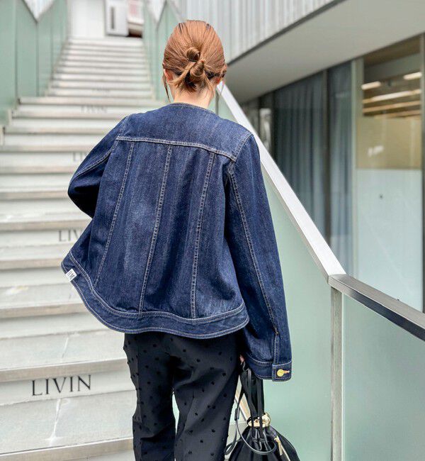 Rie Miller「【RM denim】コーデュロイ襟2WAYフレアショート丈Gジャン」|デニムジャケット|