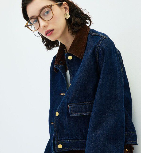 Rie Miller「【RM denim】コーデュロイ襟2WAYフレアショート丈Gジャン」|デニムジャケット|