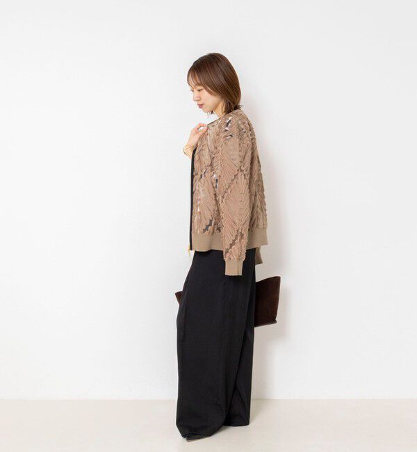 Rie Miller「《手洗い可能》チュール刺繍ZIPカーディガン」|カーディガン|