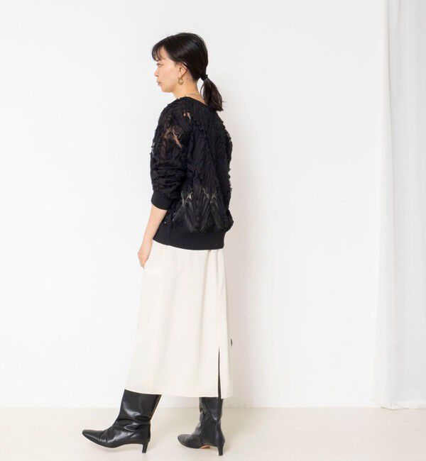 Rie Miller「《手洗い可能》チュール刺繍ZIPカーディガン」|カーディガン|