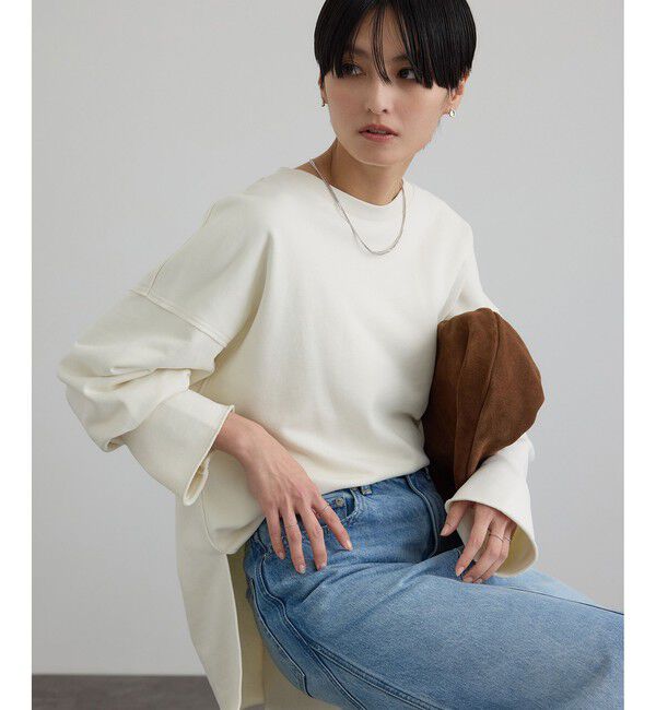 SALON adam et rope'「【WEB・一部店舗限定】ローエッジオーバースウェットプルオーバー / セットアップ対応」|スウェット・ジャージ|オフホワイト(15)