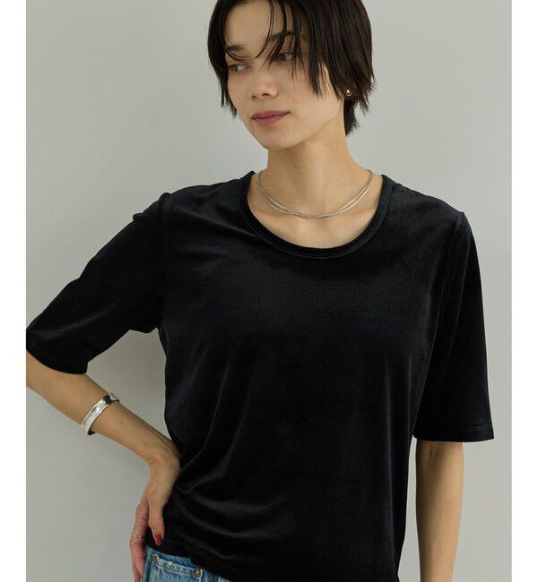 SALON adam et rope'「【WEB限定】シアーベロアクルーネックプルオーバー」|Tシャツ・カットソー|ブラック(01)
