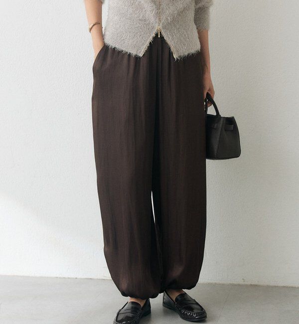  「サテンバルーンパンツ」|チノ|ブラウン