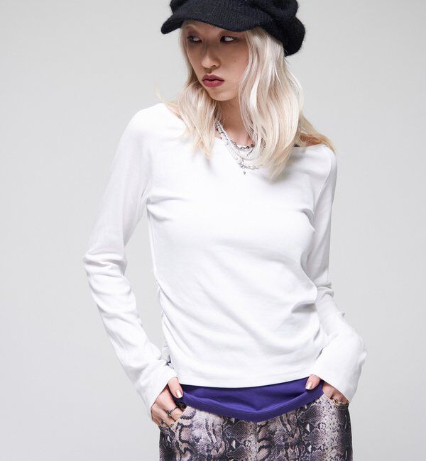  「【WEB限定】【SLOPPY】バックオープンギャザートップス」|Tシャツ・カットソー|