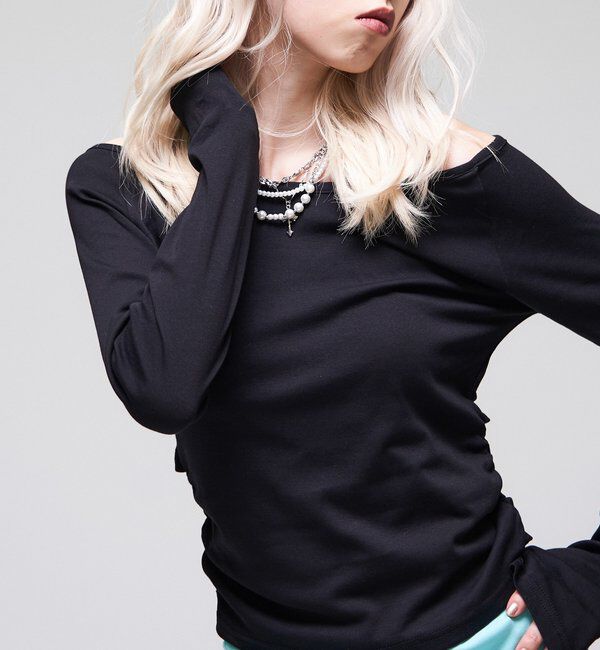  「【WEB限定】【SLOPPY】バックオープンギャザートップス」|Tシャツ・カットソー|