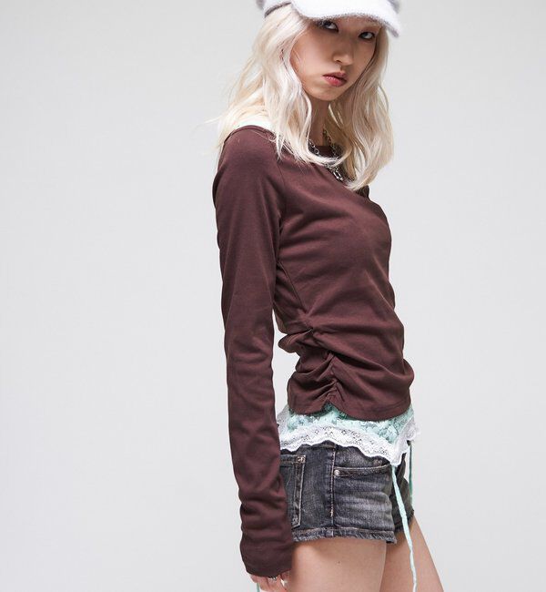  「【WEB限定】【SLOPPY】バックオープンギャザートップス」|Tシャツ・カットソー|