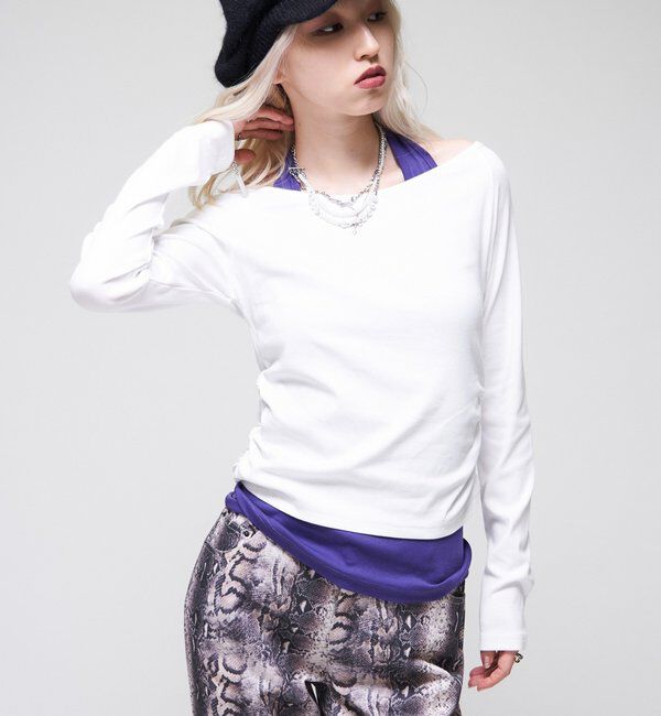  「【WEB限定】【SLOPPY】バックオープンギャザートップス」|Tシャツ・カットソー|