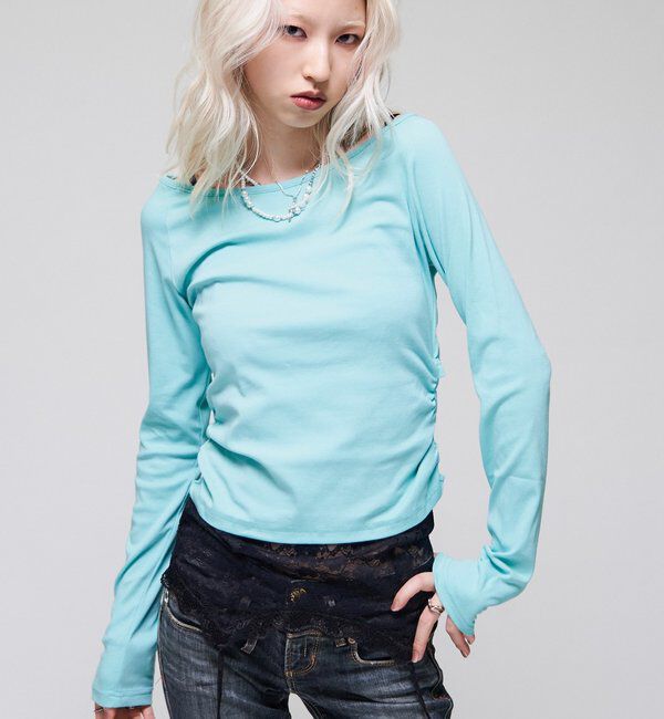  「【WEB限定】【SLOPPY】バックオープンギャザートップス」|Tシャツ・カットソー|