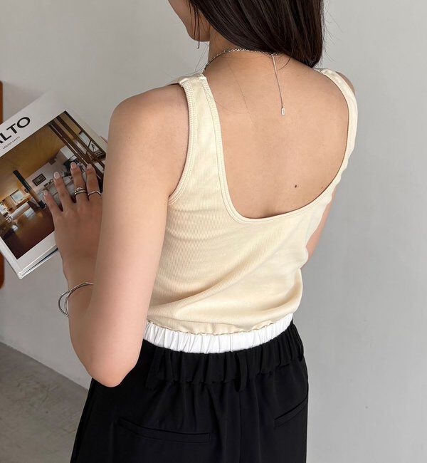  「【バックオープン】カップ付アメスリタンク」|キャミソール|