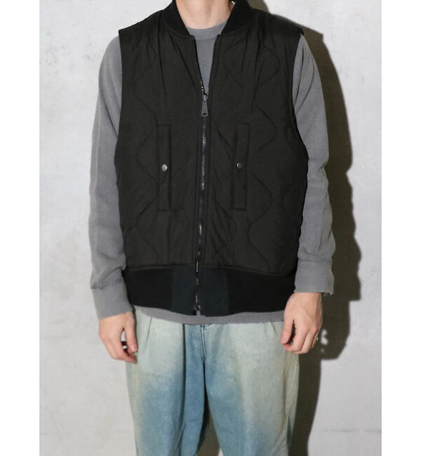 ABAHOUSE「【MADE IN STANDARD】 BLACK MA-1 VEST REVER」|ベスト・ジレ|ブラック