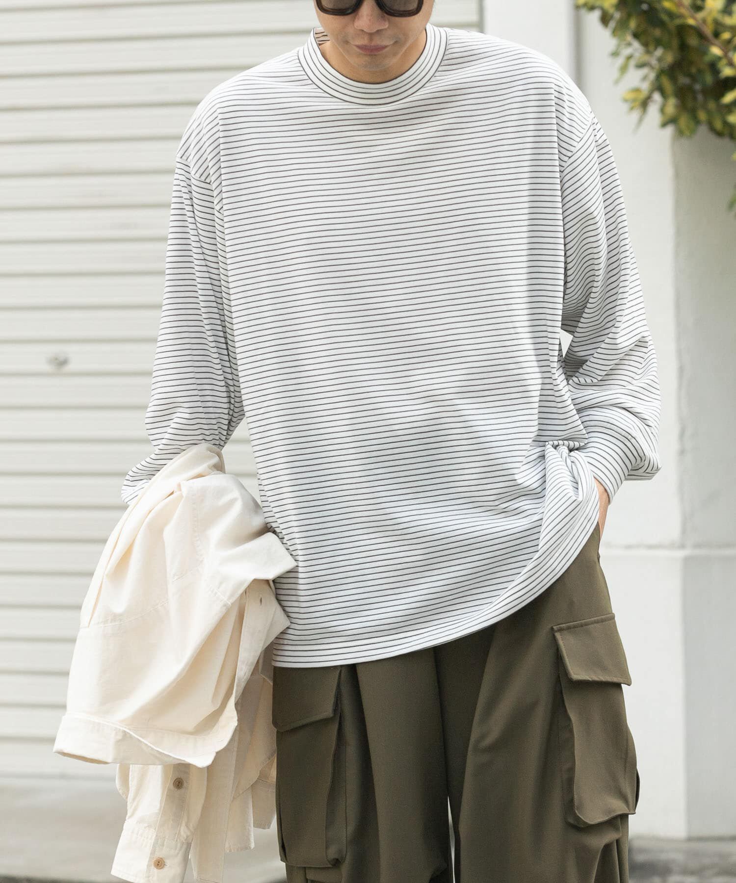 URBAN RESEARCH DOORS「FORK&SPOON　CAVEボーダーロングスリーブTシャツ」|Tシャツ・カットソー|ホワイト系その他
