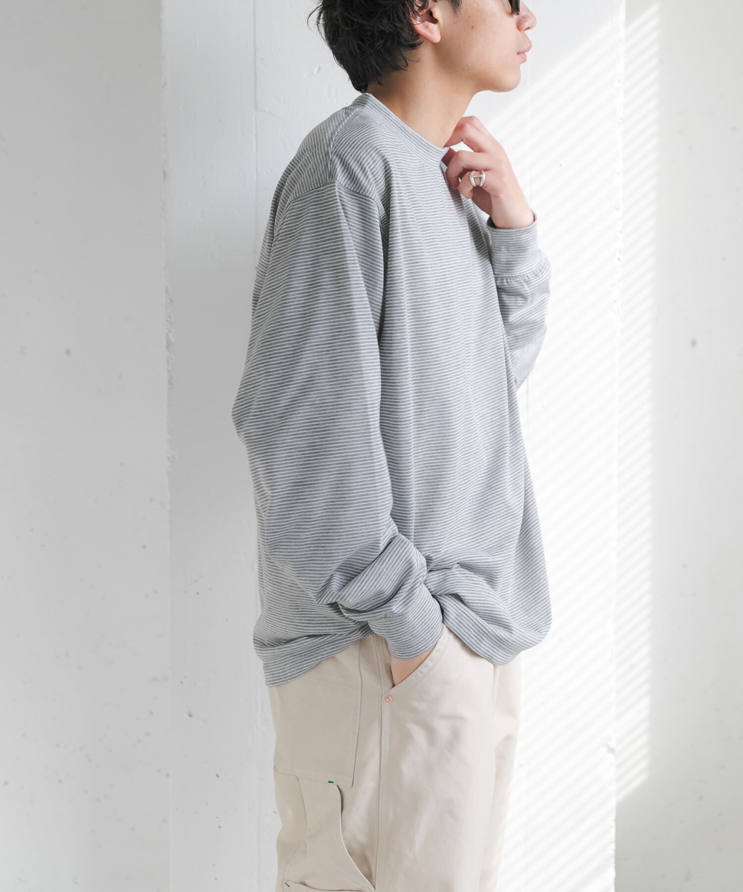 URBAN RESEARCH DOORS「FORK&SPOON　CAVEボーダーロングスリーブTシャツ」|Tシャツ・カットソー|