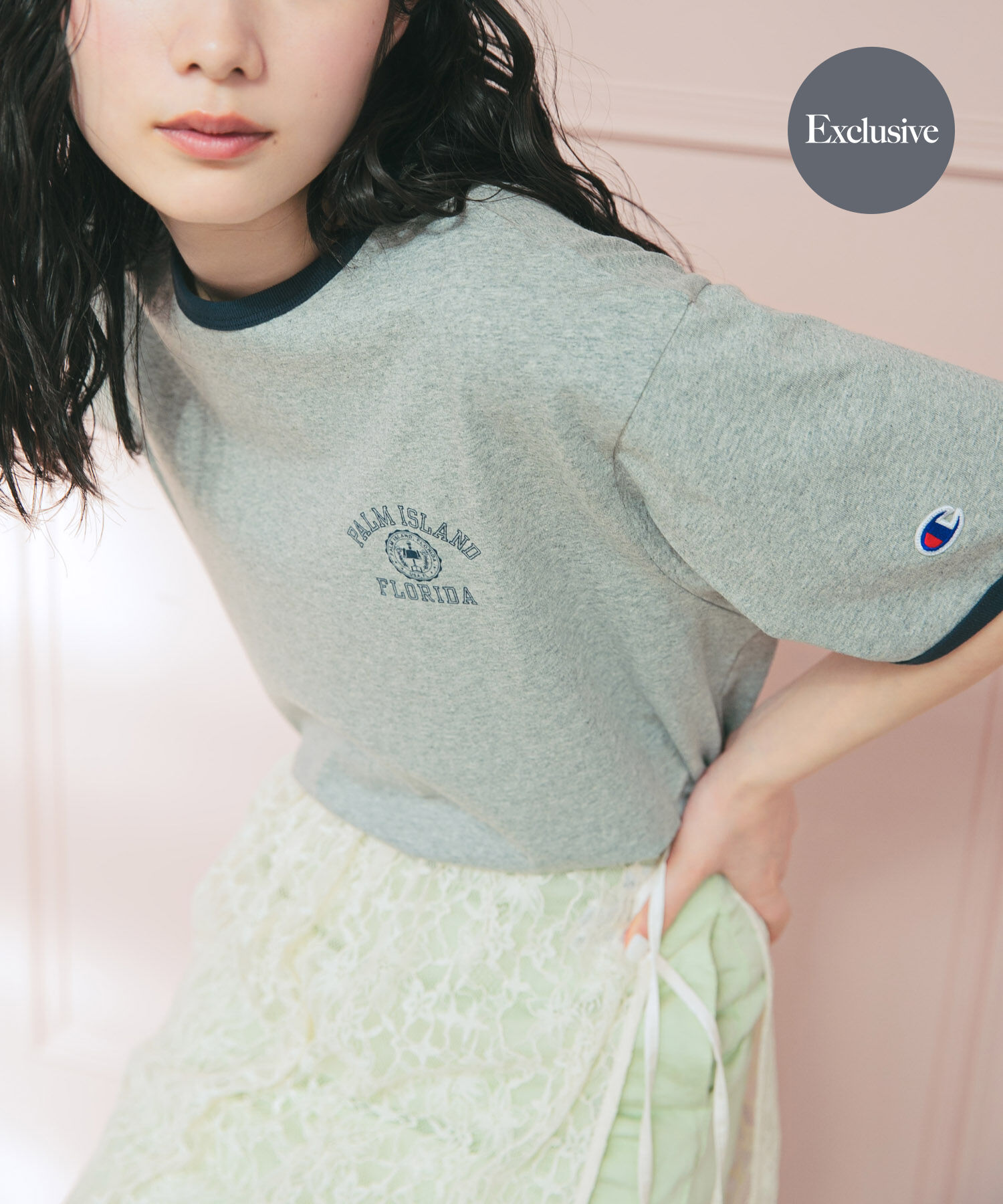 URBAN RESEARCH DOORS「『別注』CHAMPION&times;DOORS　RINGER T-SHIRTS」|Tシャツ・カットソー|グレー