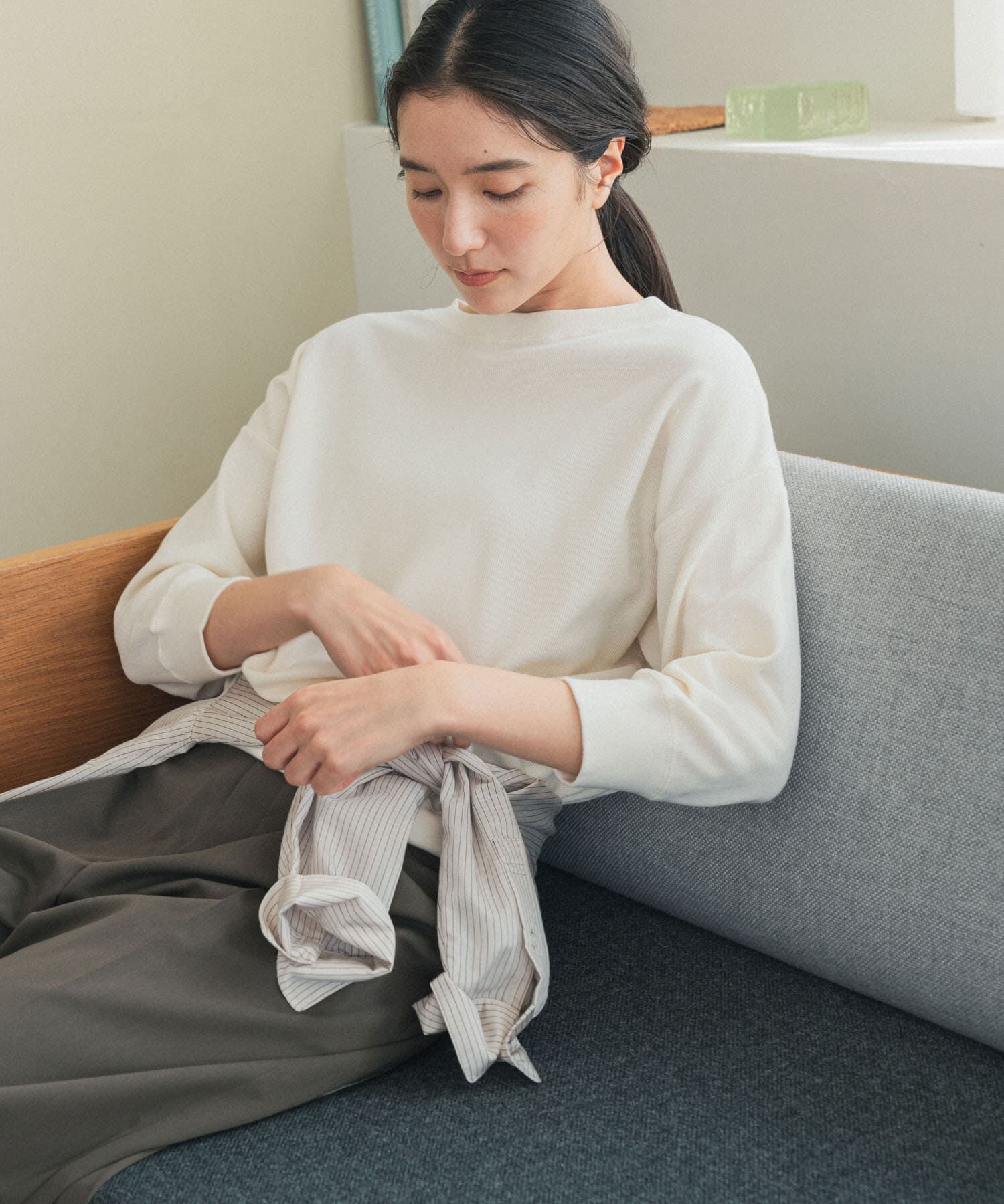 URBAN RESEARCH DOORS「ライトタックフライスハーフスリーブプルオーバー」|Tシャツ・カットソー|