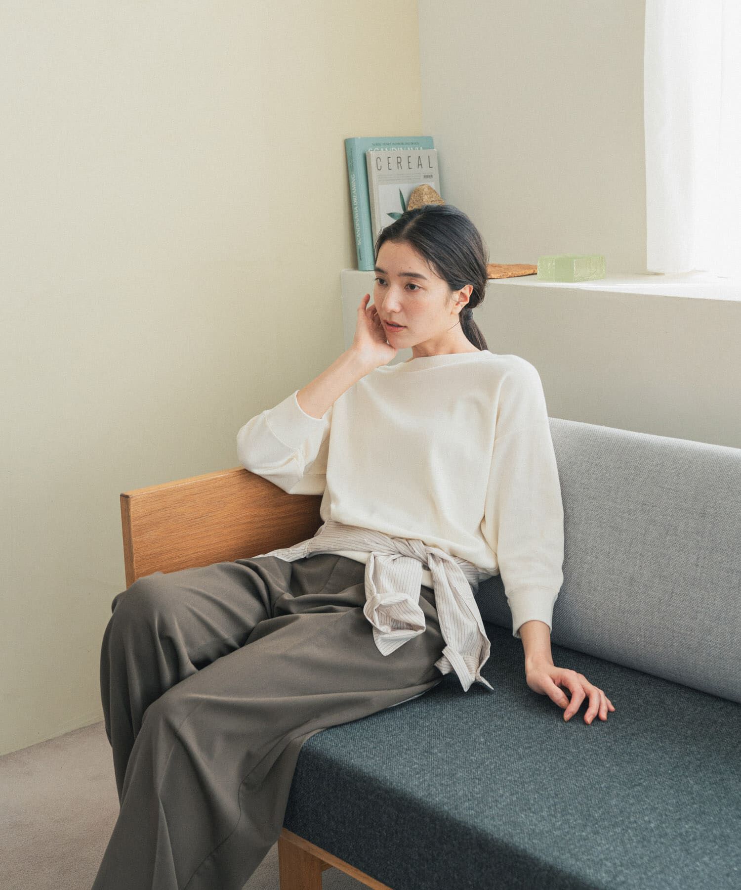 URBAN RESEARCH DOORS「ライトタックフライスハーフスリーブプルオーバー」|Tシャツ・カットソー|
