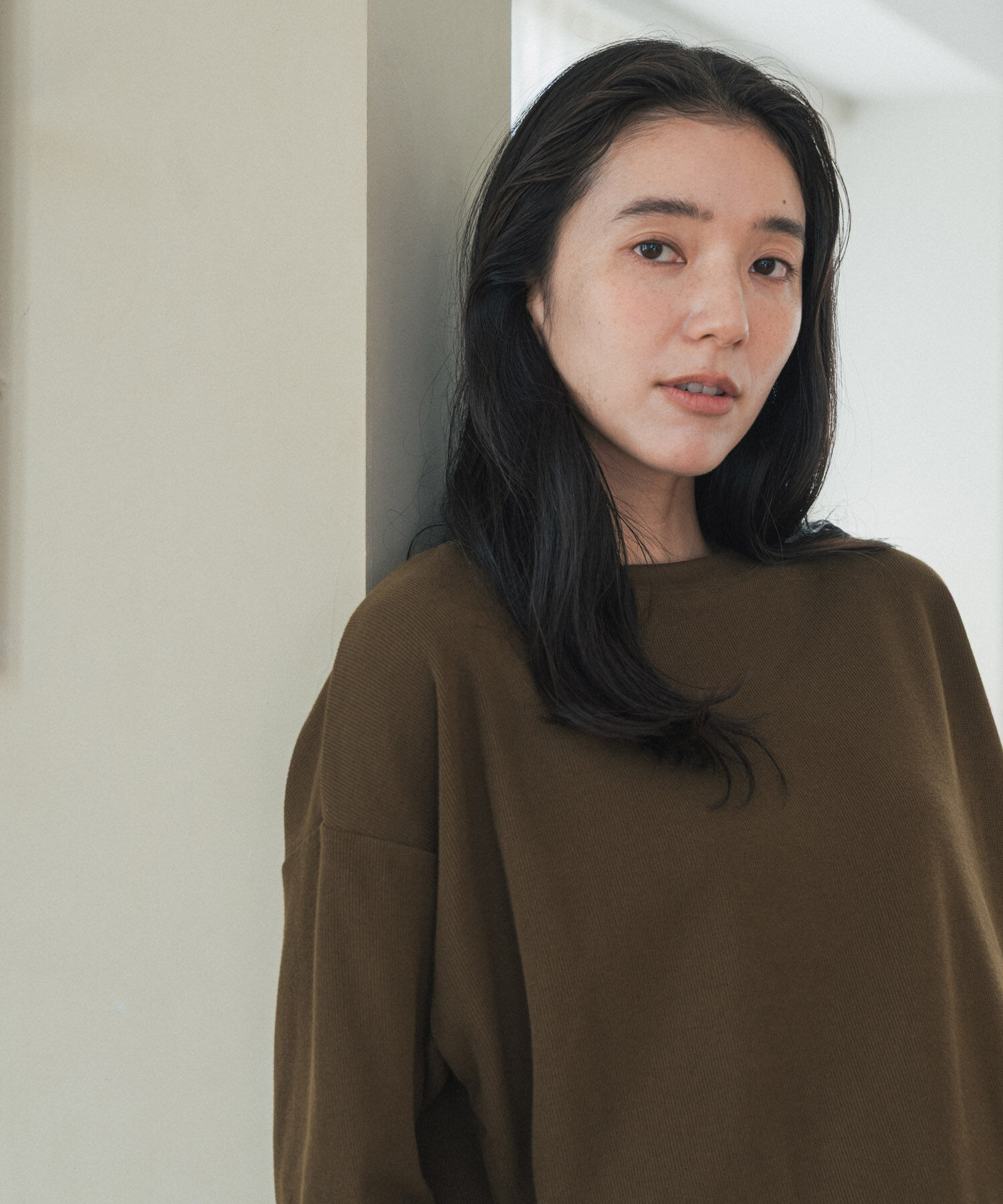 URBAN RESEARCH DOORS「ライトタックフライスハーフスリーブプルオーバー」|Tシャツ・カットソー|ブラウン