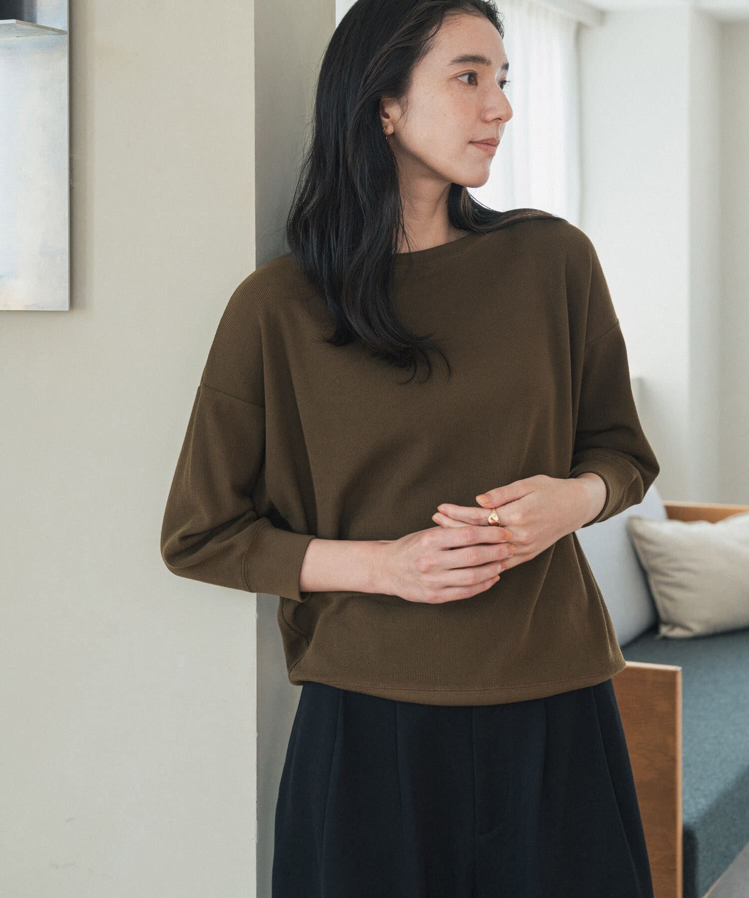 URBAN RESEARCH DOORS「ライトタックフライスハーフスリーブプルオーバー」|Tシャツ・カットソー|