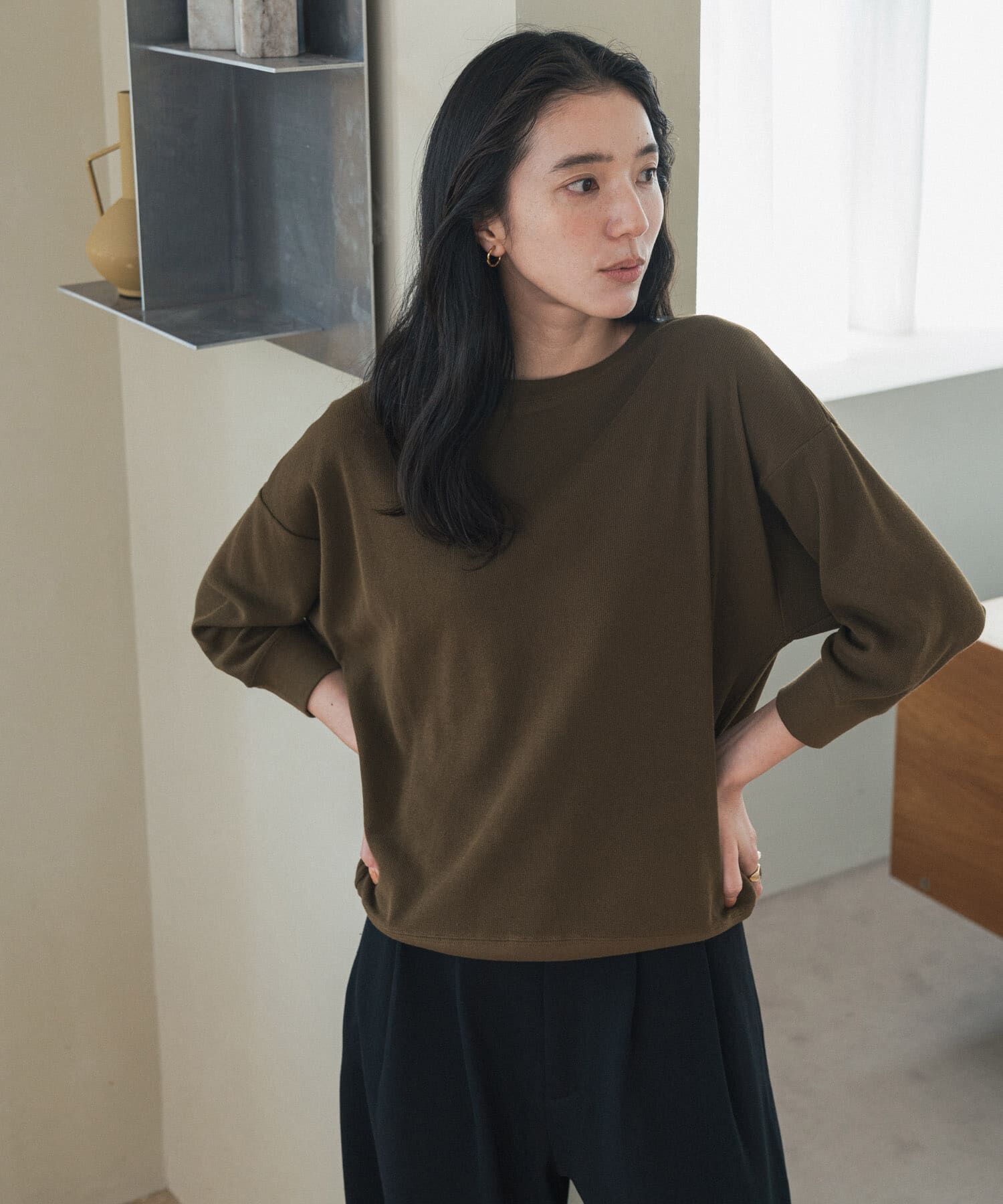 URBAN RESEARCH DOORS「ライトタックフライスハーフスリーブプルオーバー」|Tシャツ・カットソー|
