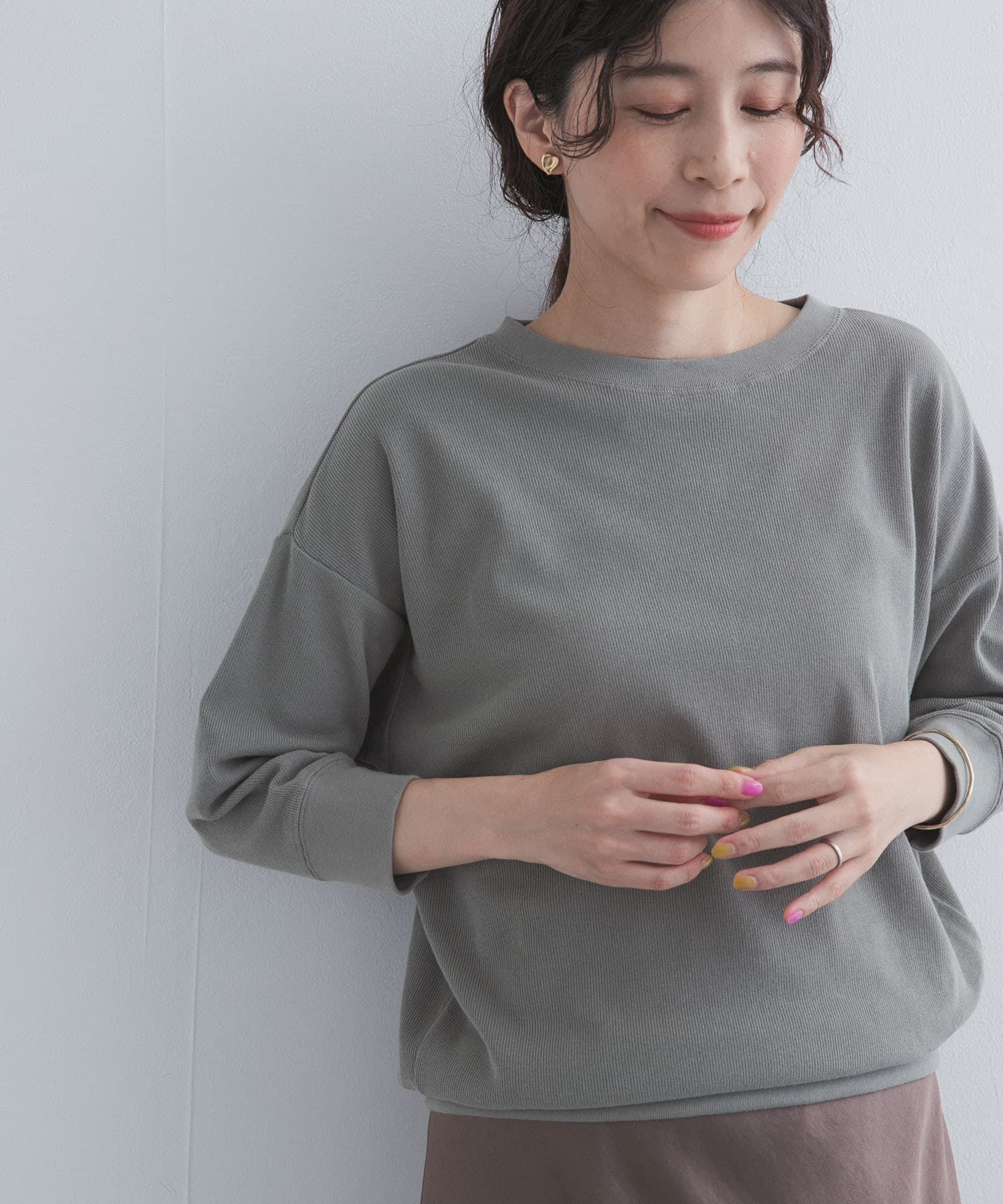 URBAN RESEARCH DOORS「ライトタックフライスハーフスリーブプルオーバー」|Tシャツ・カットソー|ライトカーキ