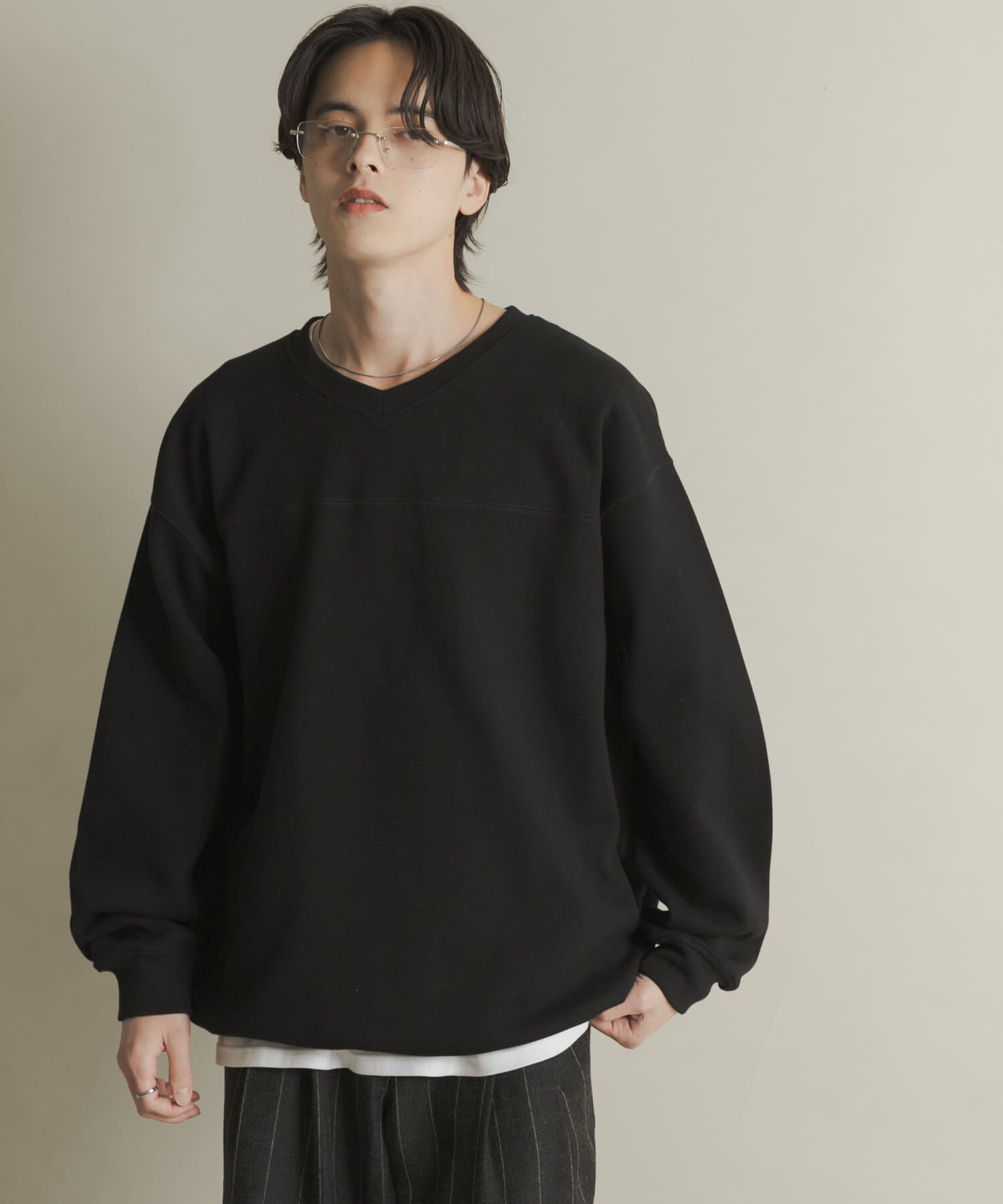 SENSE OF PLACE by URBAN RESEARCH「カノコVネックスウェット」|スウェット・ジャージ|ブラック