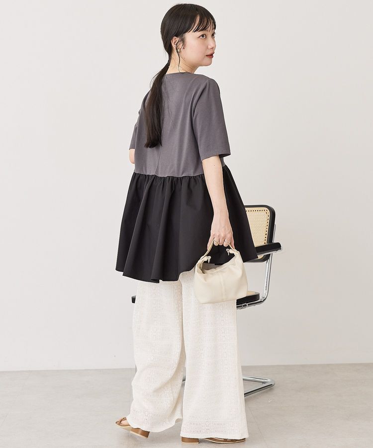 AMERICAN HOLIC「布帛切替ペプラム半袖プルオーバー」|Tシャツ・カットソー|