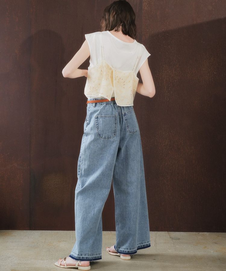 YECCA VECCA「【尾崎紗代子さん着用】<2点SET>刺繍メッシュキャミセットコットンTee」|Tシャツ・カットソー|