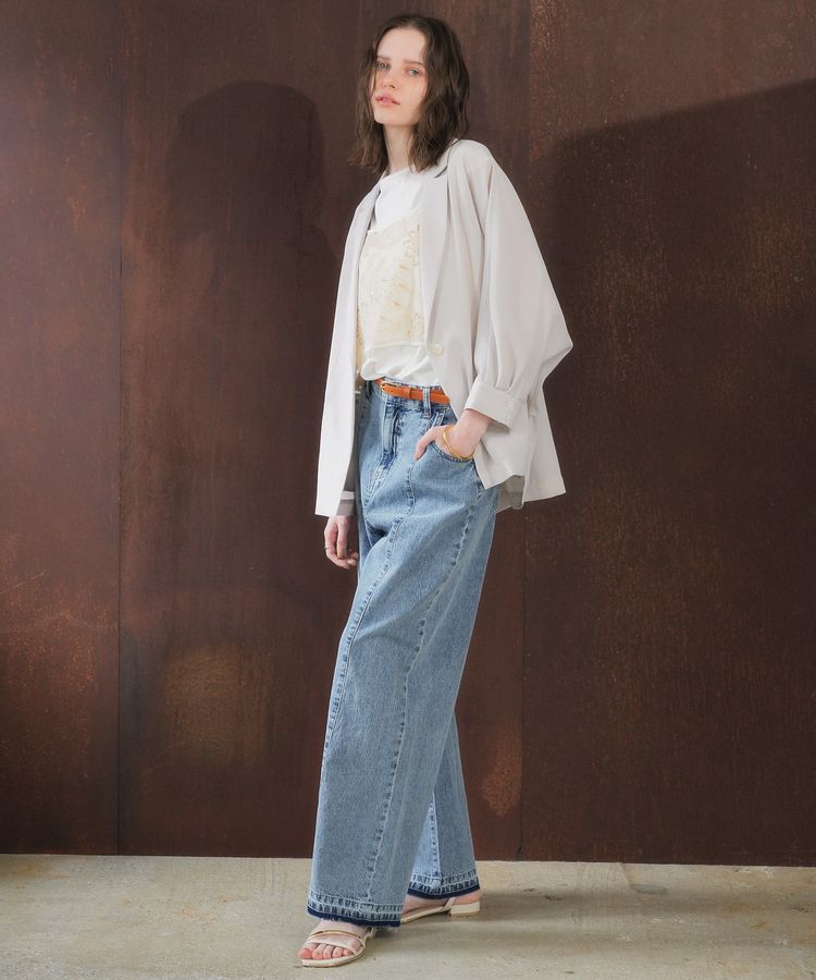YECCA VECCA「【尾崎紗代子さん着用】<2点SET>刺繍メッシュキャミセットコットンTee」|Tシャツ・カットソー|