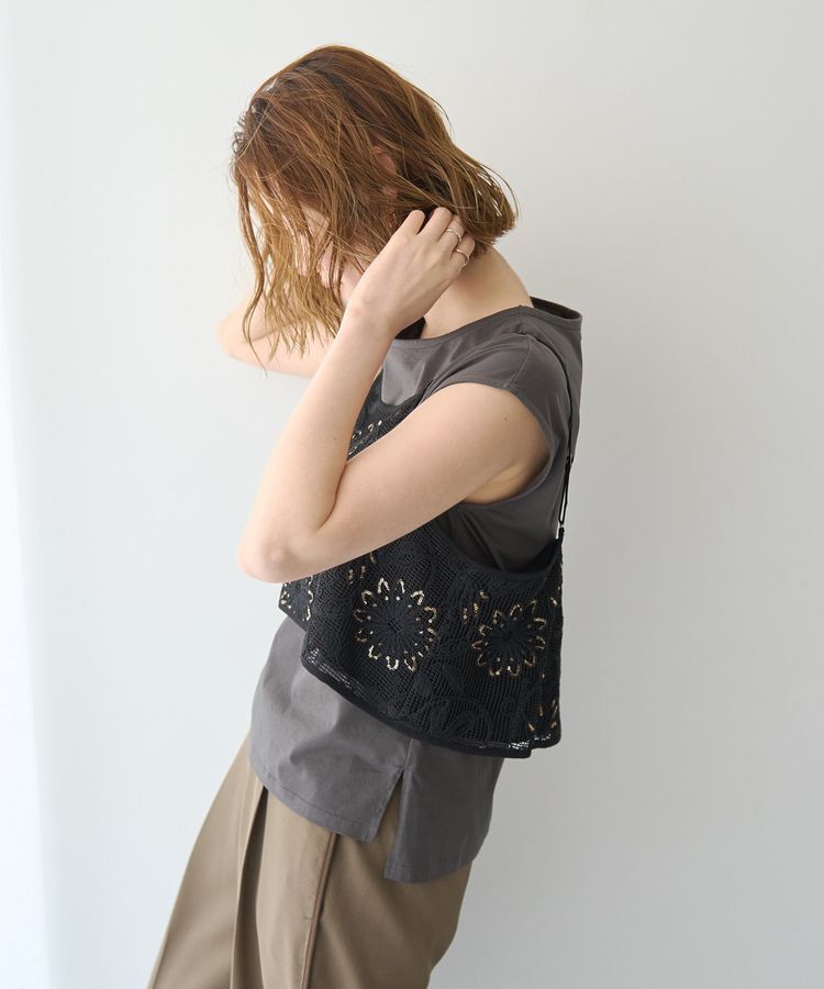 YECCA VECCA「【尾崎紗代子さん着用】<2点SET>刺繍メッシュキャミセットコットンTee」|Tシャツ・カットソー|
