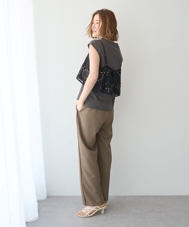 YECCA VECCA「【尾崎紗代子さん着用】<2点SET>刺繍メッシュキャミセットコットンTee」|Tシャツ・カットソー|
