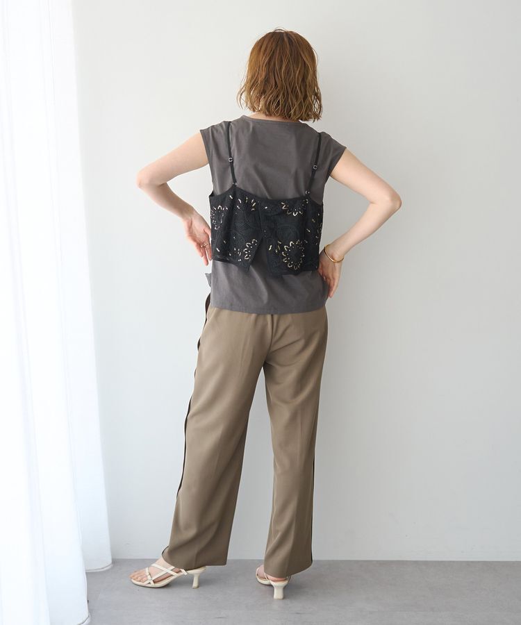 YECCA VECCA「【尾崎紗代子さん着用】<2点SET>刺繍メッシュキャミセットコットンTee」|Tシャツ・カットソー|